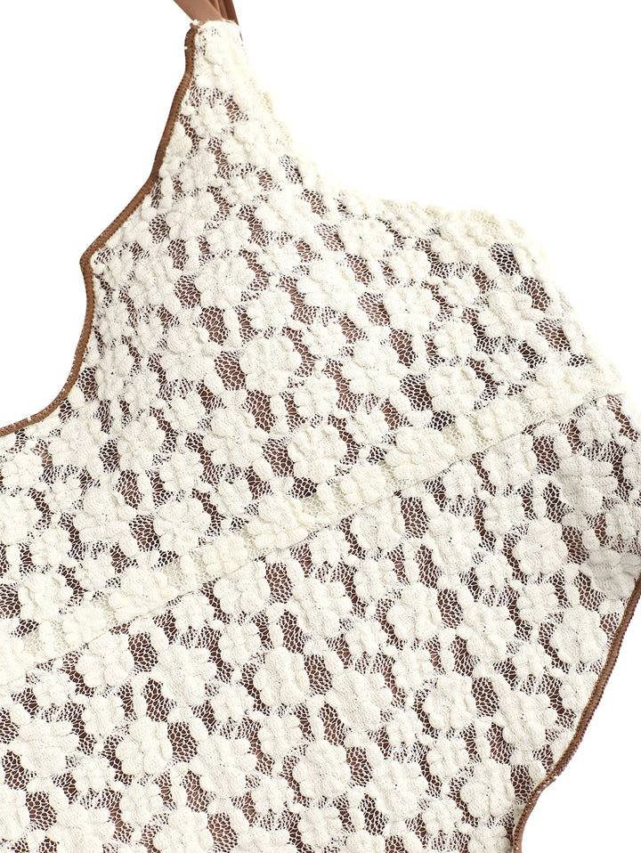 Seamolly Vintage Lace Jacquard Hanky Hem Tie Side Tankini Set