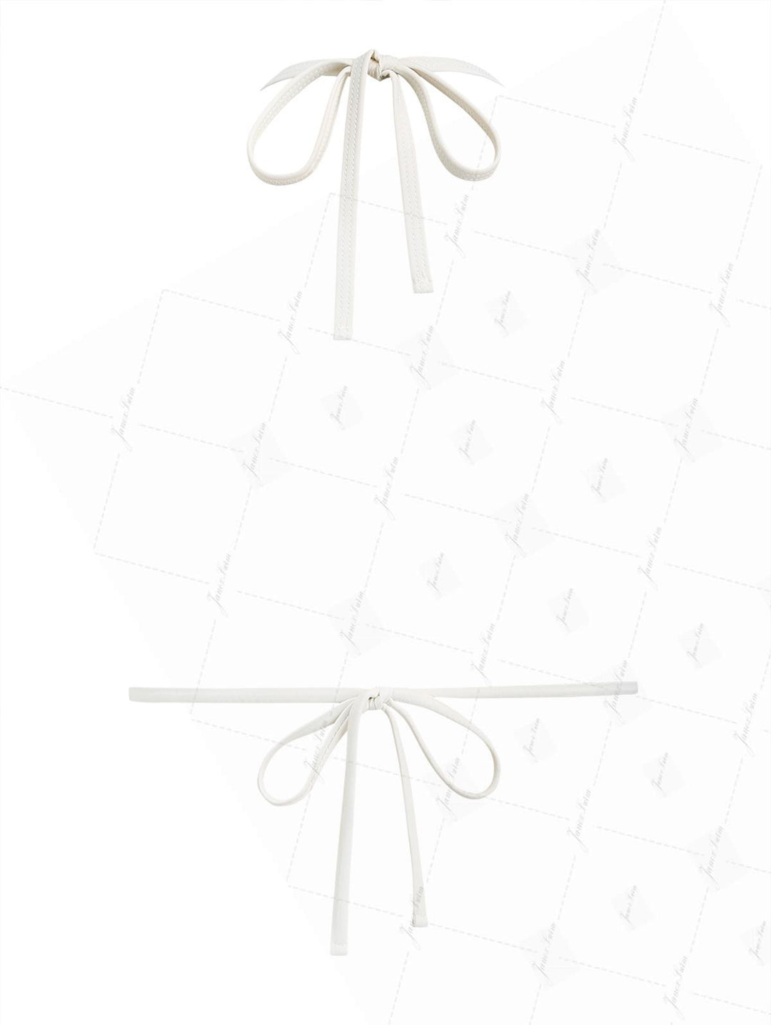 Light Pink Striped Ruffles Trim Contrast Binding Halter Triangle Bikini Top