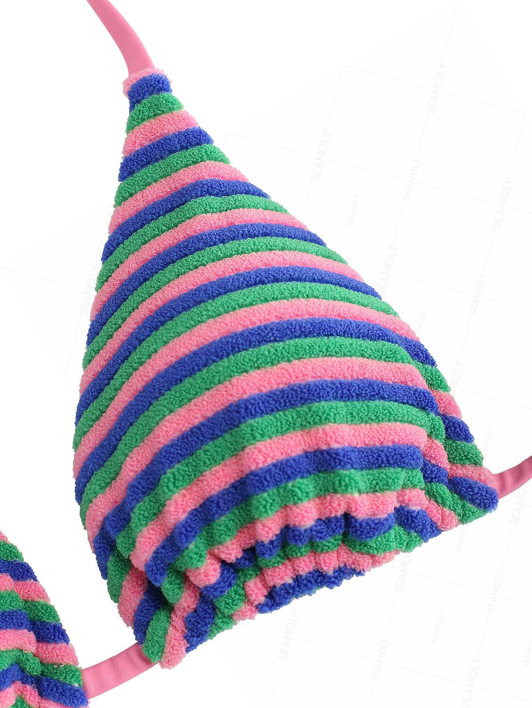 Seamolly Terry Cloth Toweling Striped Cinched Boyshorts Bikini Set