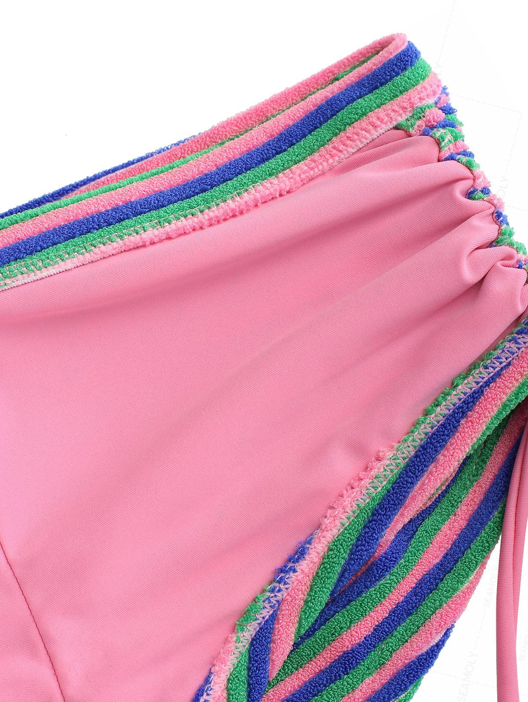 Seamolly Terry Cloth Toweling Striped Cinched Boyshorts Bikini Set