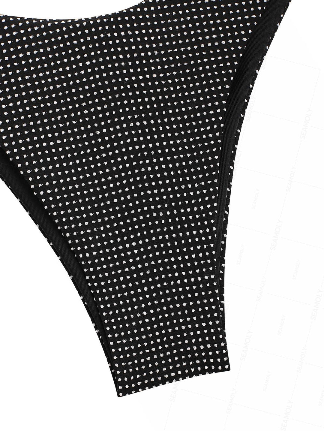 Seamolly Pin Dot Jacquard U-wire Cinched Tied Back Cheeky Bikini Set