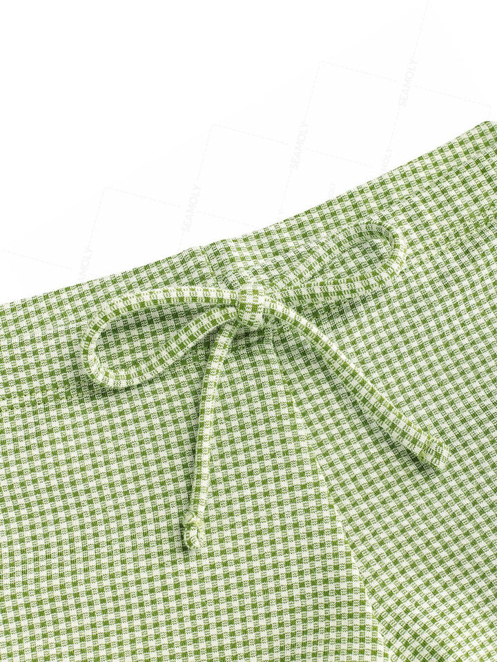 Seamolly Plaid Bowknot Low Rise Swim Bottom Bikini Boyshorts