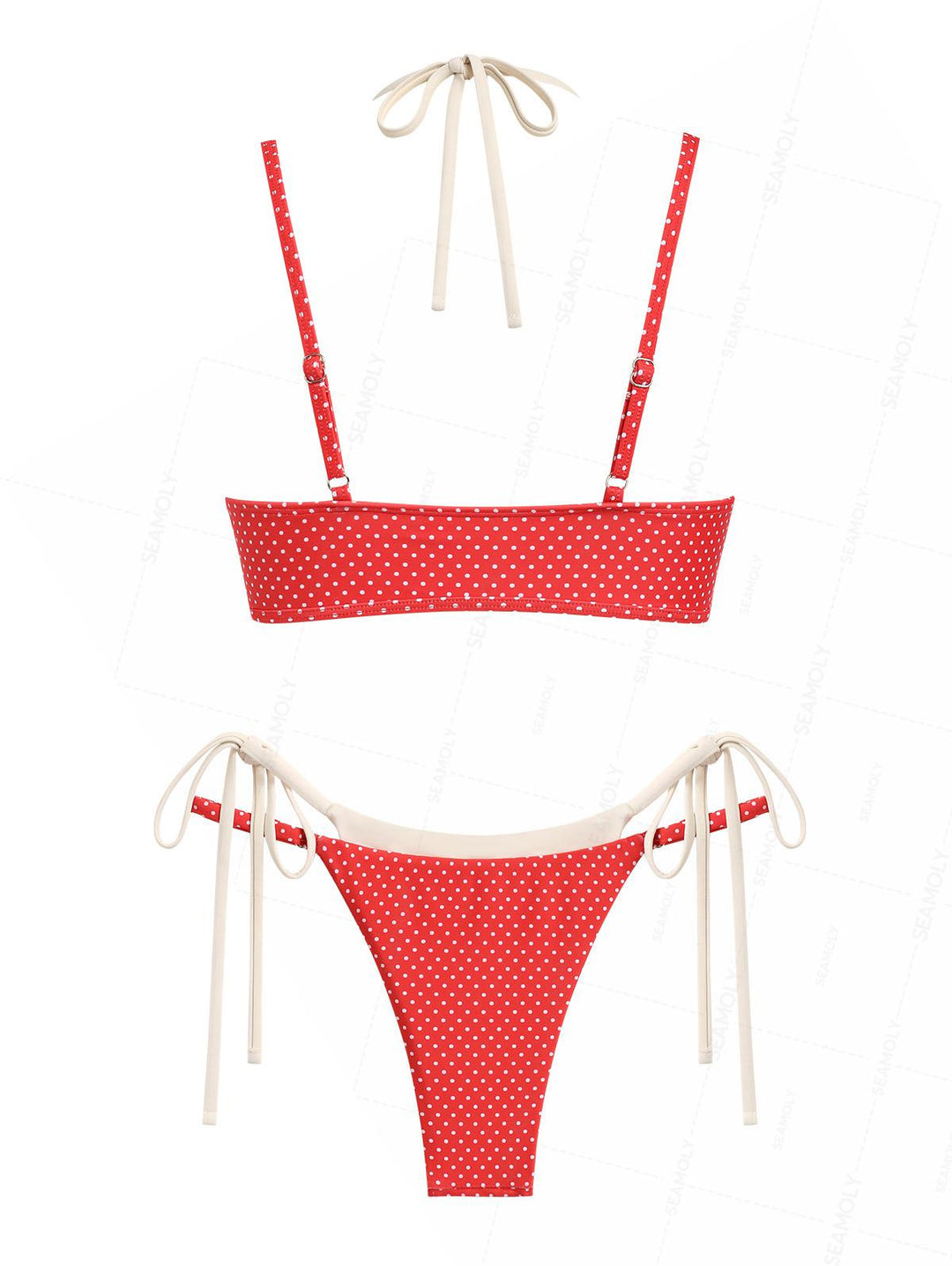 Seamolly Polka Dot Print Double Layer 2 In 1 Tie Side Bikini Set