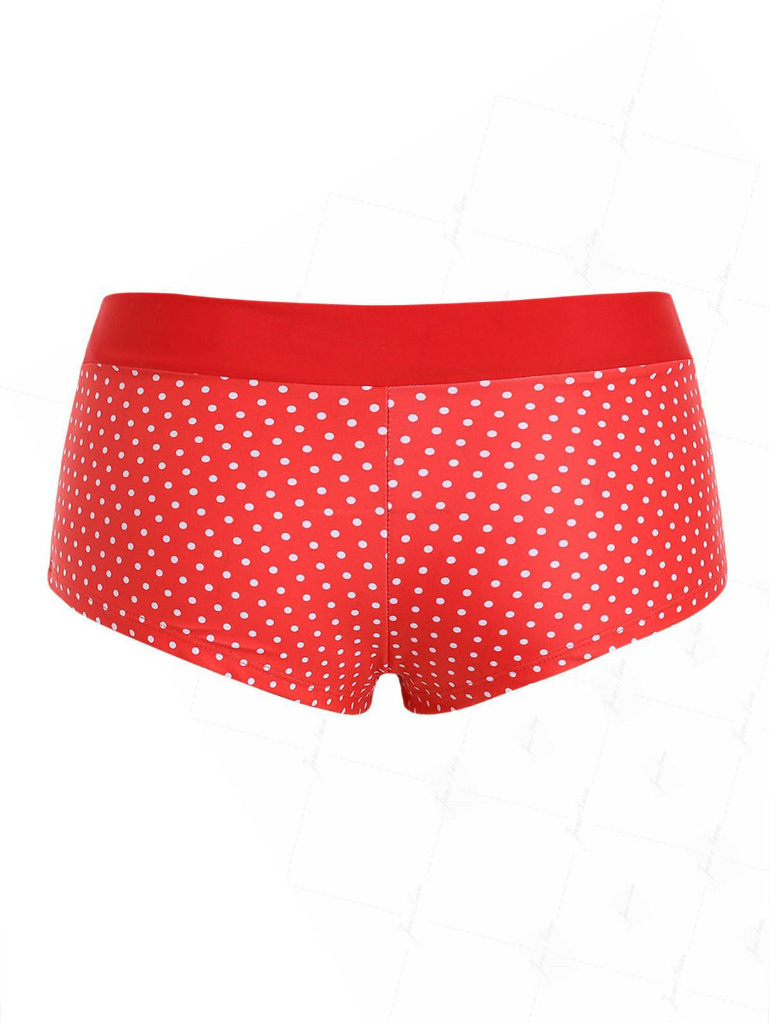 Red Polka Dot Print Two-way Bikini Bottom Cheeky Swim Boyshorts