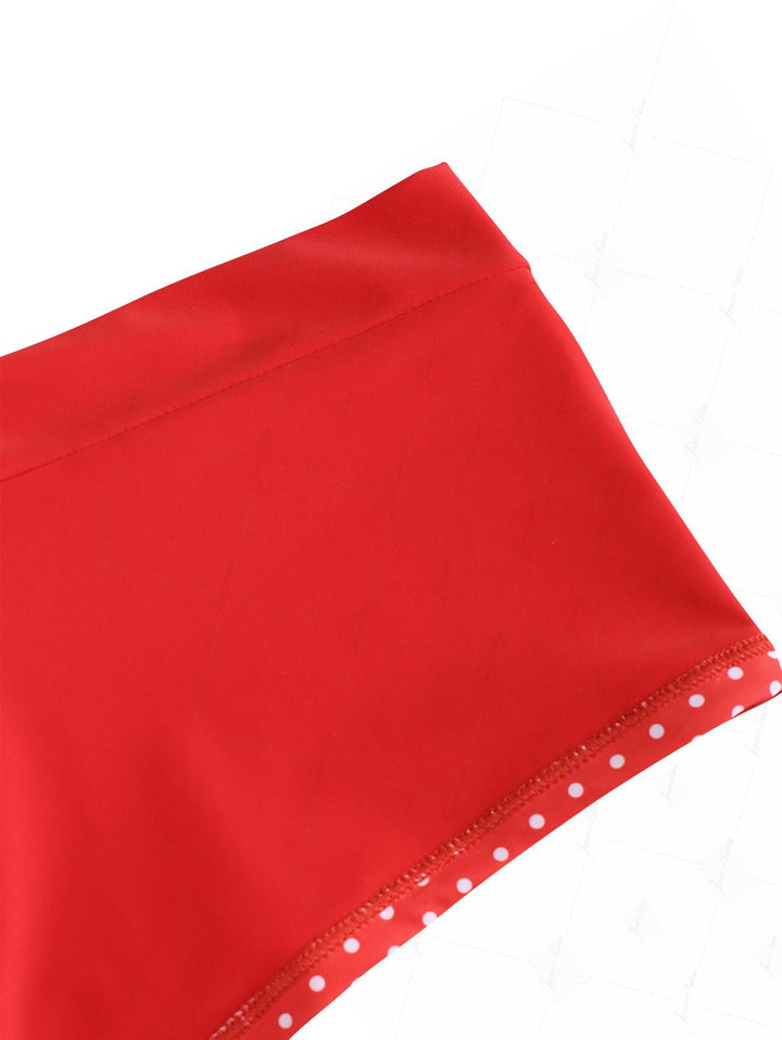 Red Polka Dot Ruched Triangle Top & Two-way Cheeky Boyshorts Bikini Set