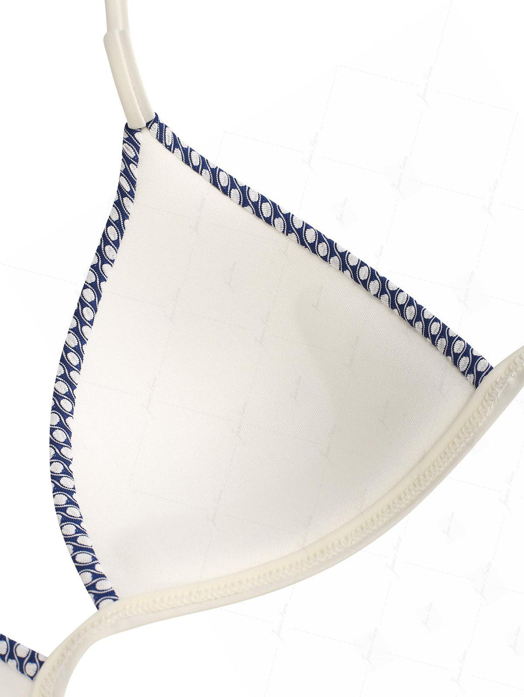 Deep Blue Polka Dot Print Molded Cups Support Triangle Bikini Top