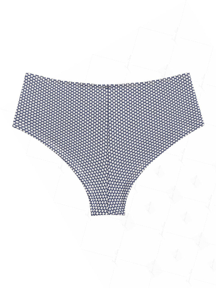 Deep Blue Polka Dot Print Lace Up Bikini Bottom Cheeky Swim Boyshorts