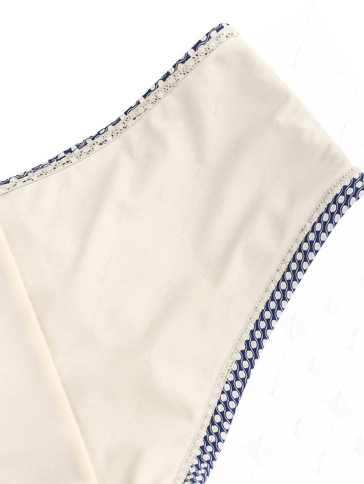 Deep Blue Polka Dot Print Lace Up Bikini Bottom Cheeky Swim Boyshorts