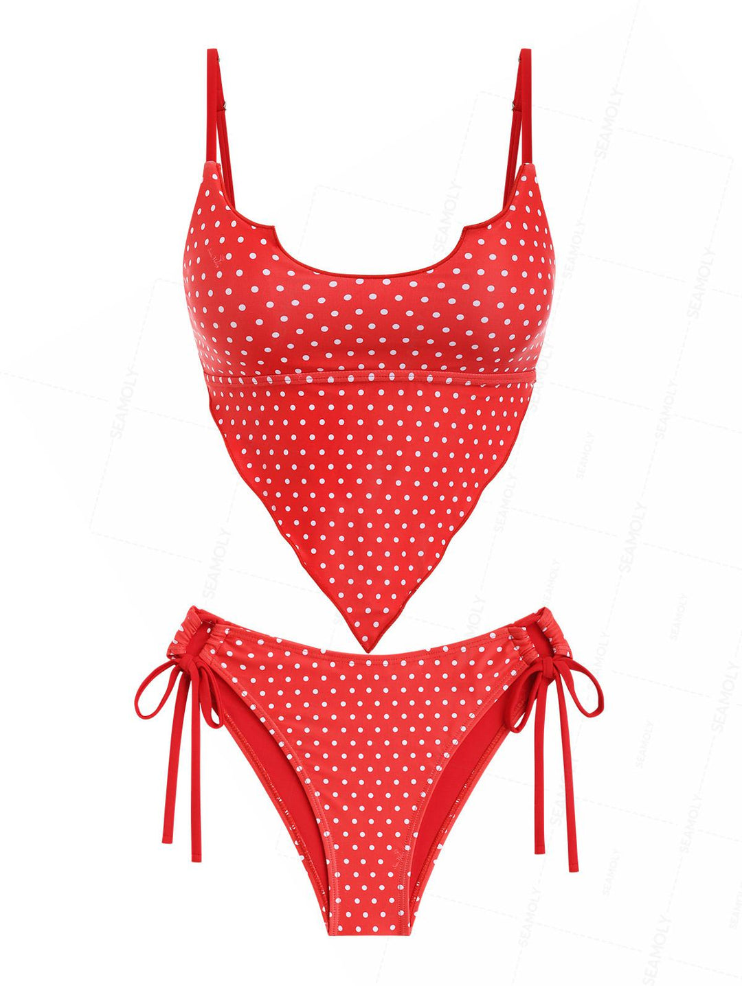 Seamolly Vintage Polka Dot Hanky Hem Cinched Tankini Set