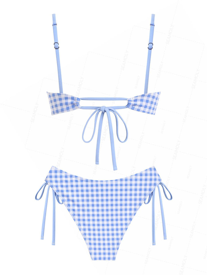 Seamolly Vintage Gingham Hanky Hem Cinched Tankini Set