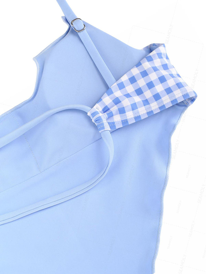 Seamolly Vintage Gingham Hanky Hem Cinched Tankini Set