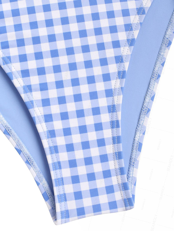 Seamolly Vintage Gingham Hanky Hem Cinched Tankini Set