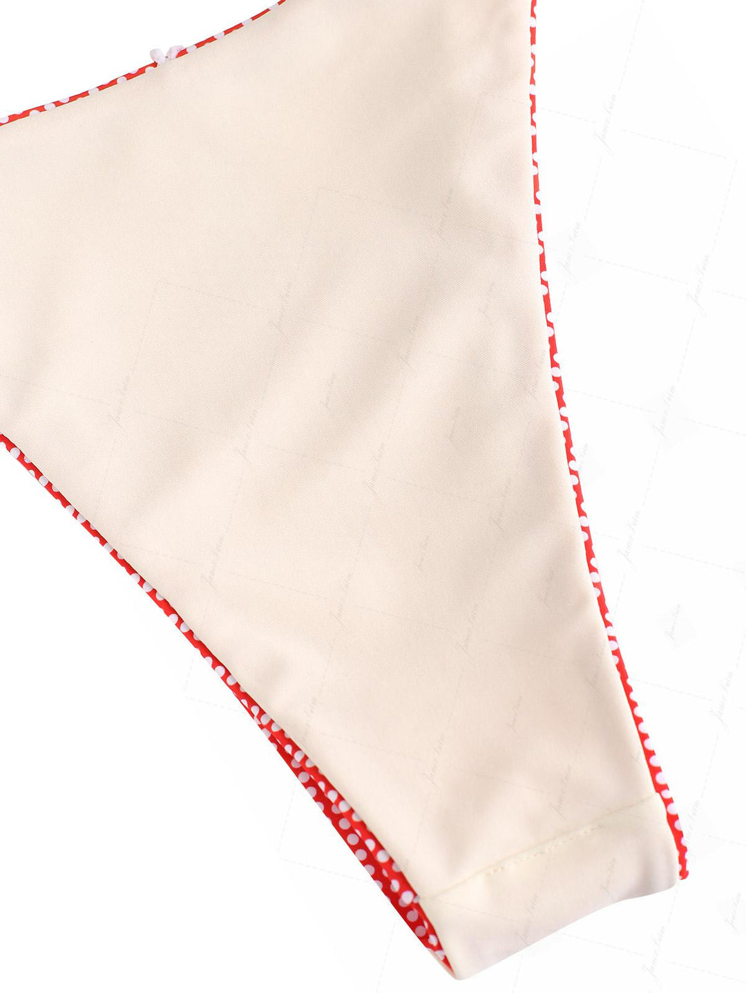 Cherry Red Polka Dot Print Ruched Triangle Bikini Set