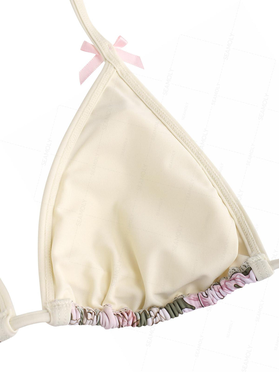 Seamolly Retro Floral Bowknot Triangle Top & Brazilian Bottom Bikini Set