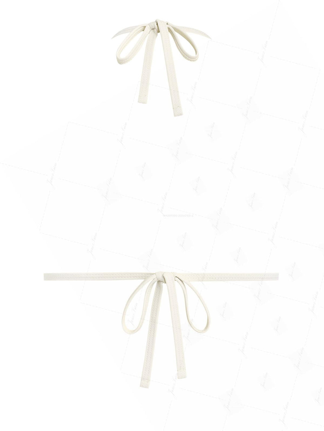 Light Blue Contrast Binding Ribbed Knit Halter Triangle Bikini Top