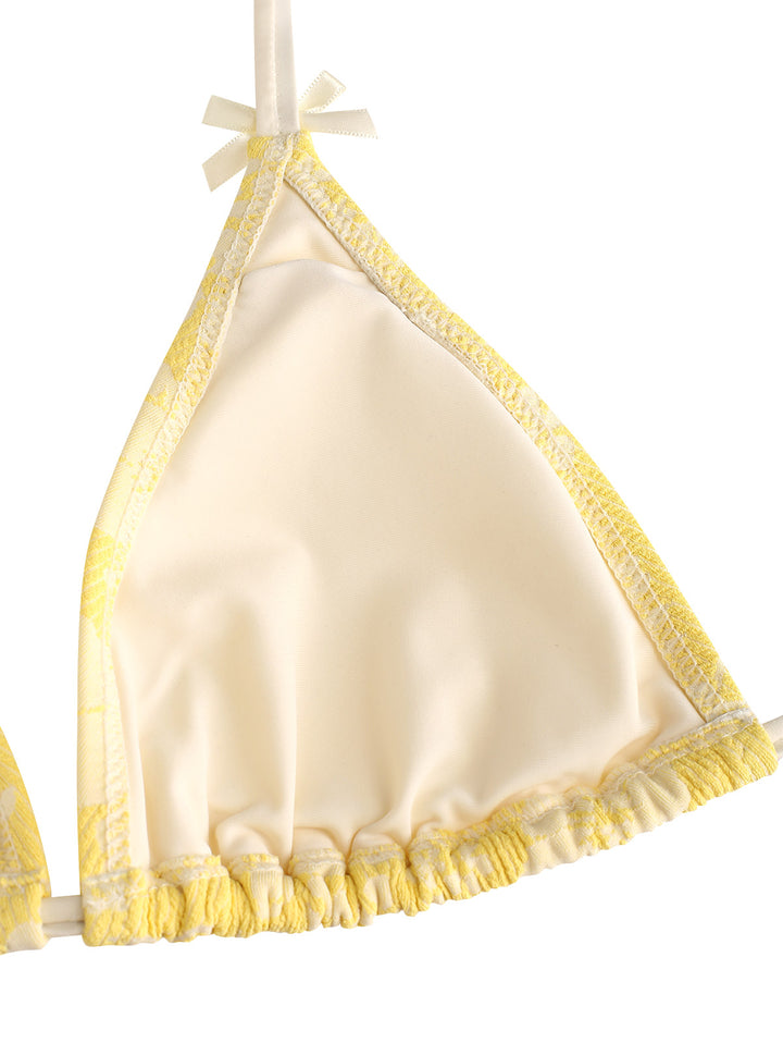 Seamolly Recycled Fabric Jacquard Bowknot Cheeky Bikini Set