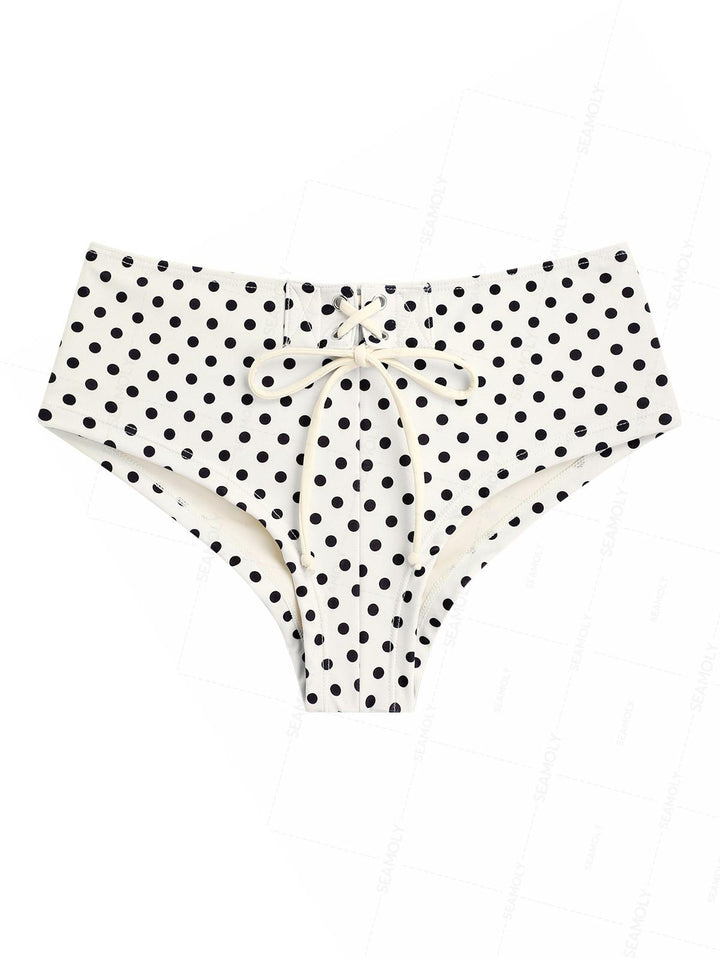 Seamolly Vintage Polka Dot Print Full Coverage Bikini Bottom