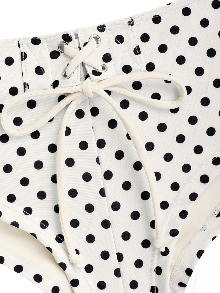 Seamolly Vintage Polka Dot Print Full Coverage Bikini Bottom