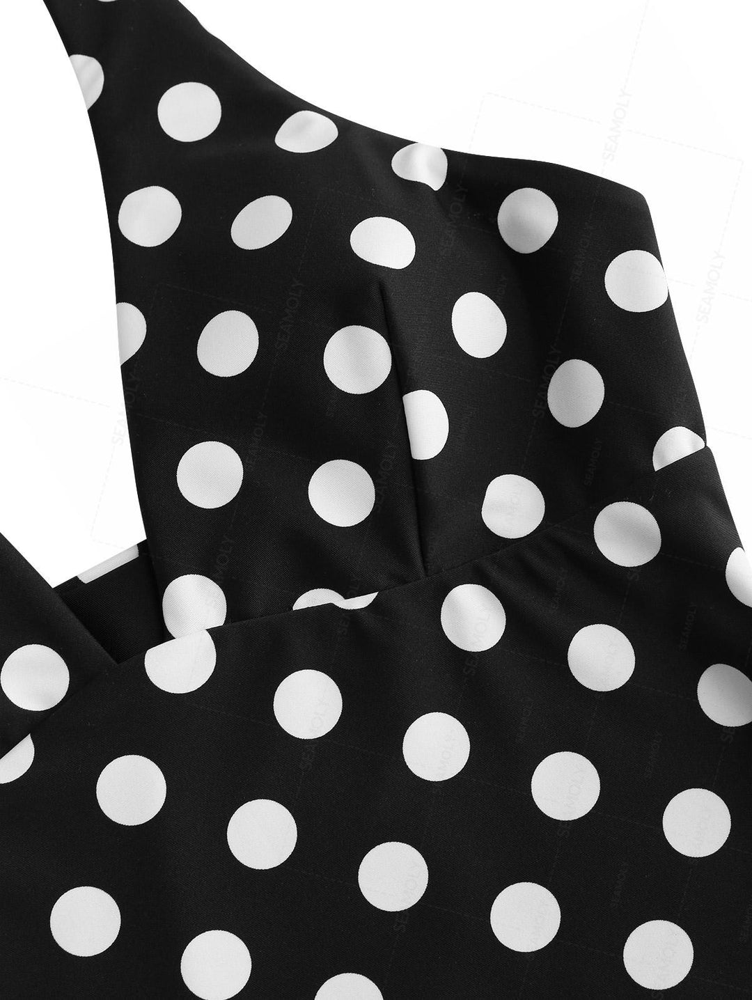 Seamolly Polka Dot Print Halter Tank Top & Brazilian Bottom Tankini Set