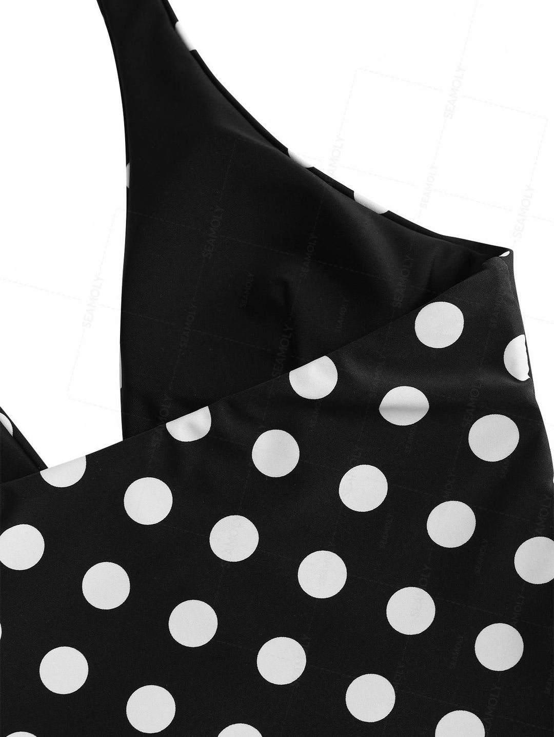 Seamolly Polka Dot Print Halter Tank Top & Brazilian Bottom Tankini Set