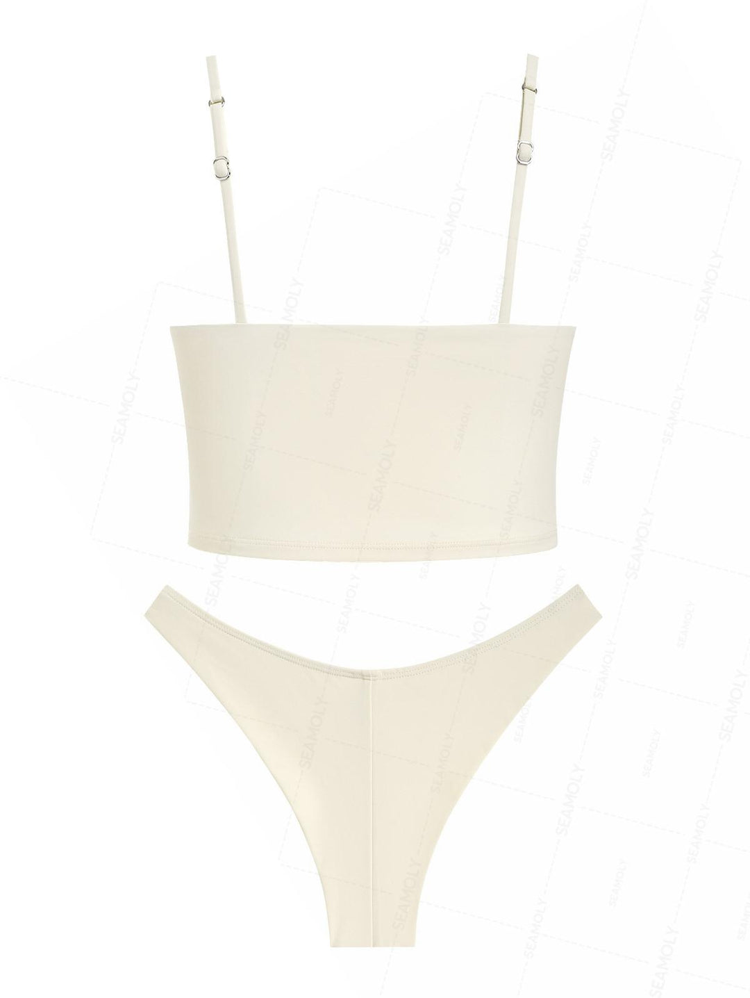 Seamolly Floral Embroidered Cami Tank Top & Brazilian Bottom Tankini Set