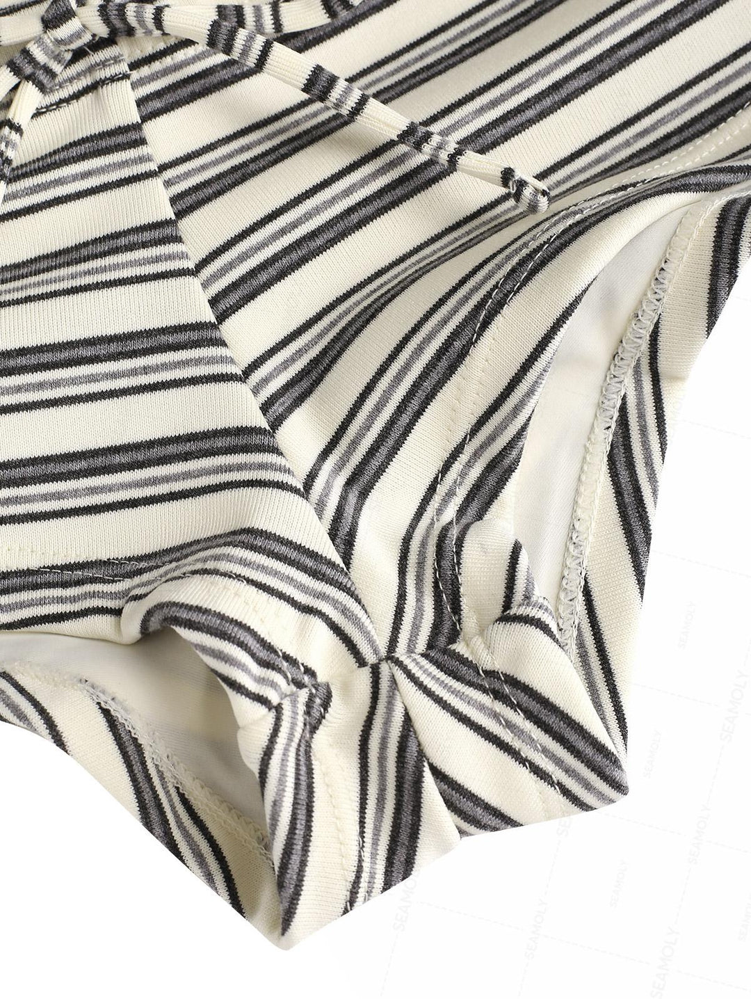 Seamolly Striped Ribbed Bowknot Swim Bottom Bikini Boyshorts