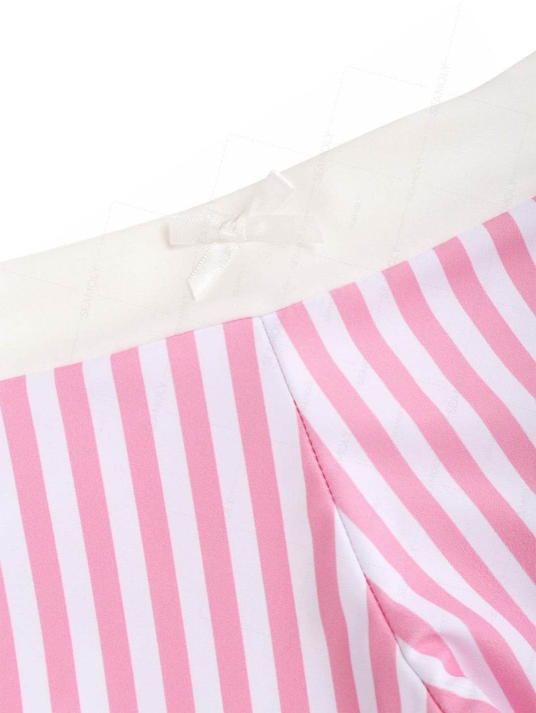 Seamolly Striped Bowknot Mid Rise Swim Bottom Bikini Boyshorts