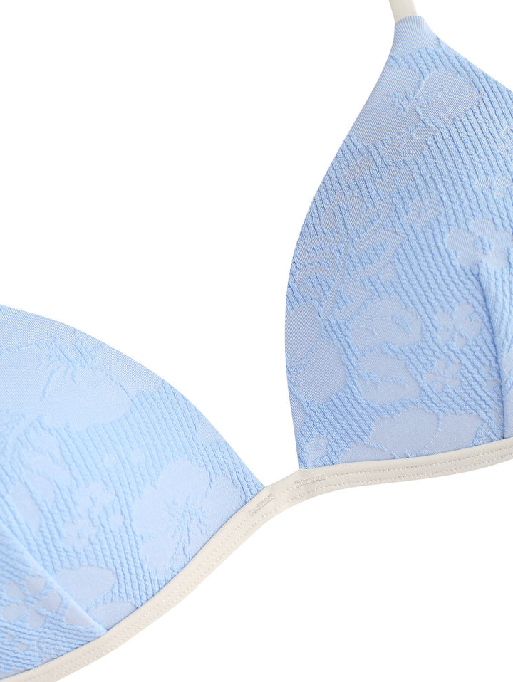 Light Blue Recycled Fabric Jacquard Triangle Push Up Bikini Set