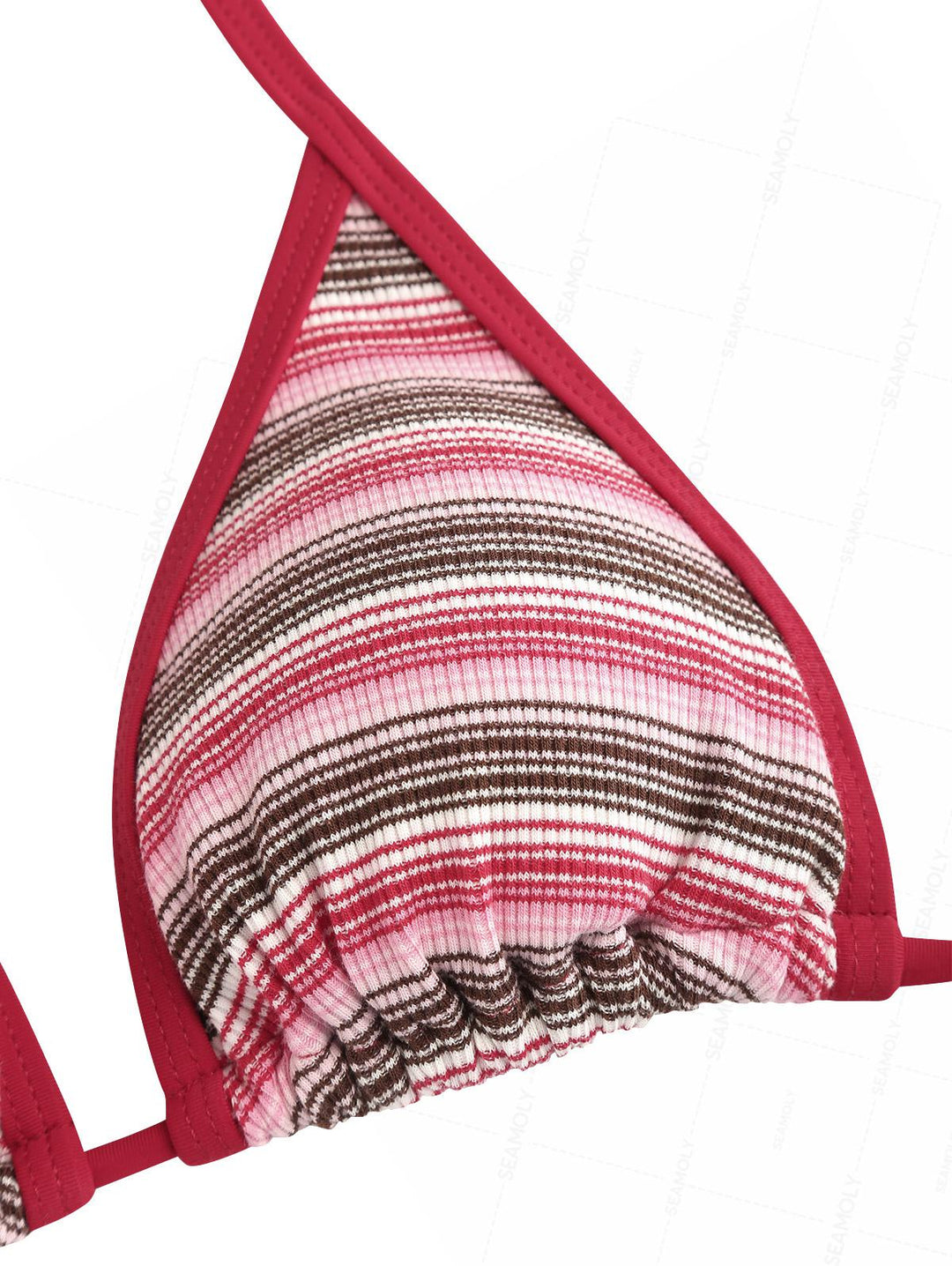 Seamolly Ribbed Striped Contrast Piping Full Coverage Bikini Set