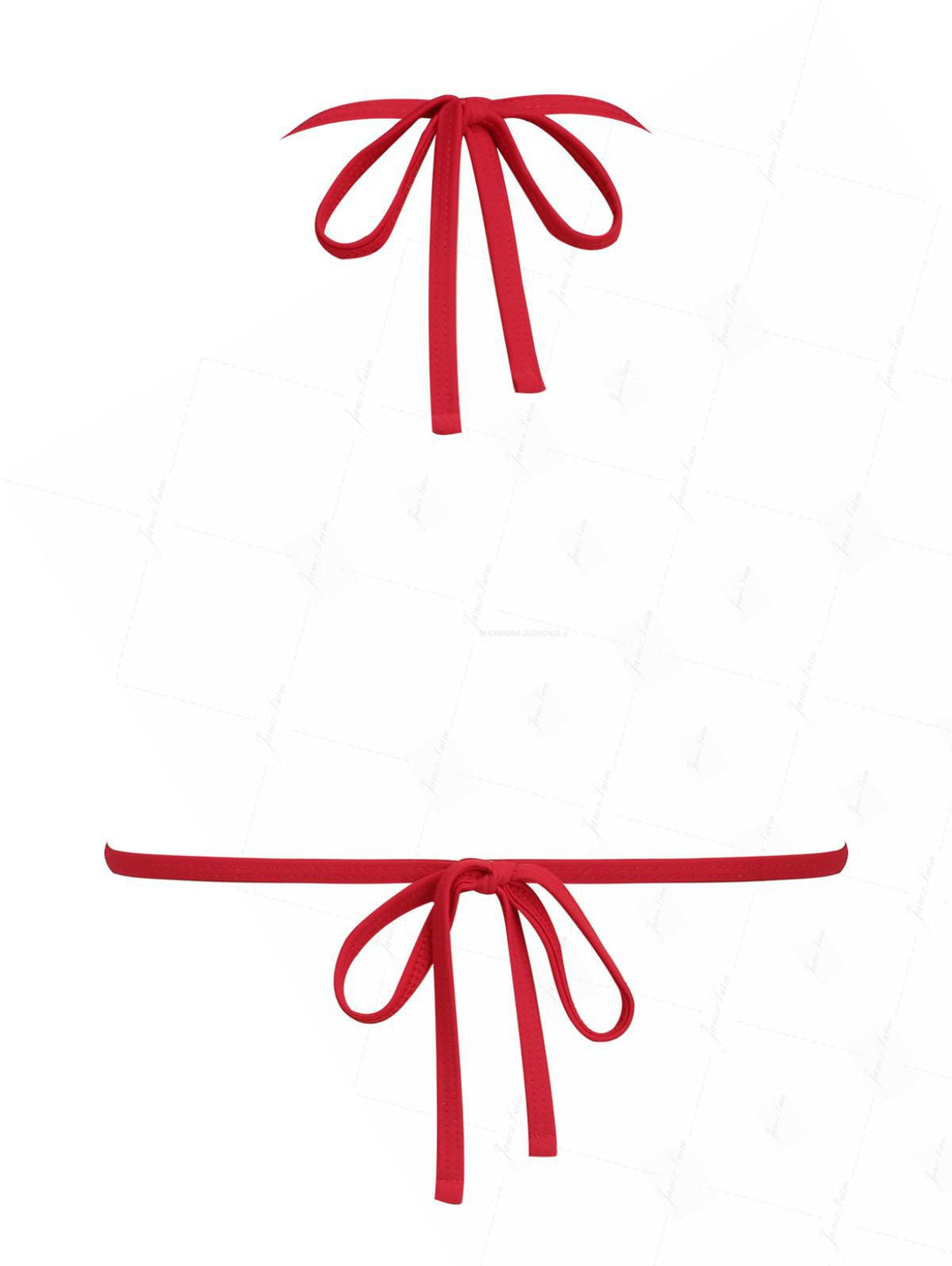 Navy Blue Knitted Plaid Contrast Binding Halter Triangle Bikini Top