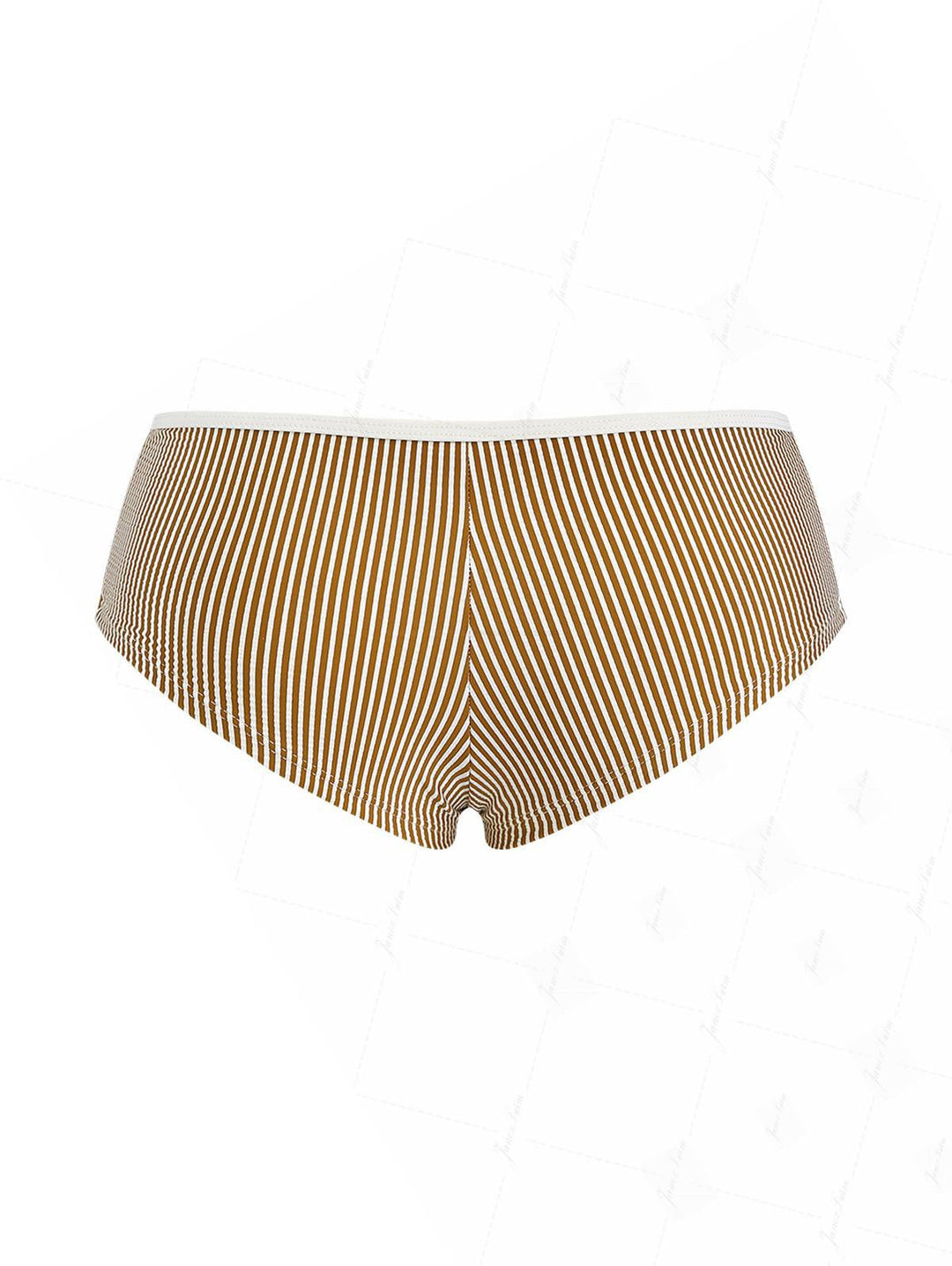 Seamolly 3 Piece Contrast Color Striped String Double Layer Cheeky Boyshort Bikini Set