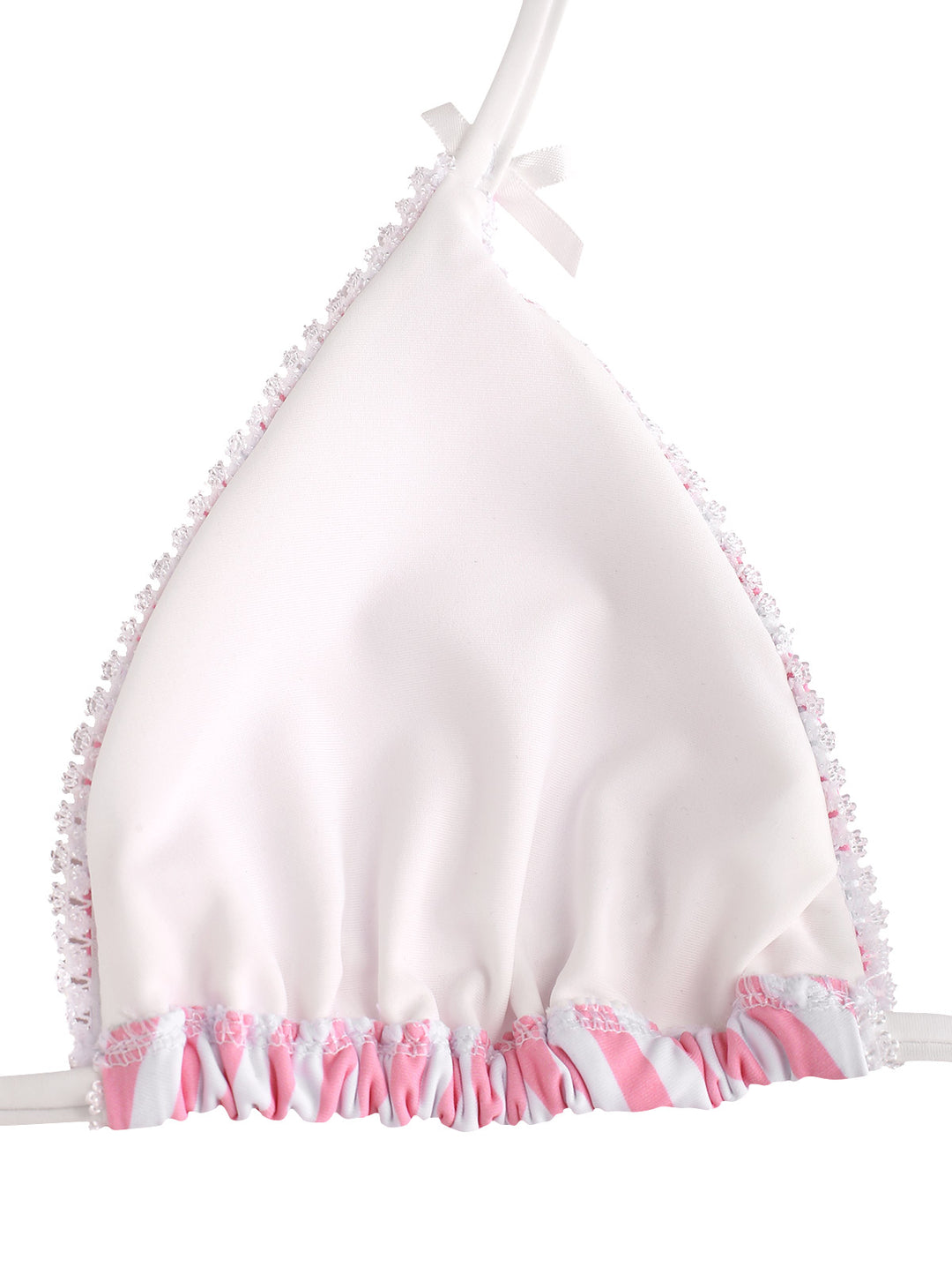 Seamolly Striped Lace Bowknot Triangle Top & Brazilian Bottom Bikini Set