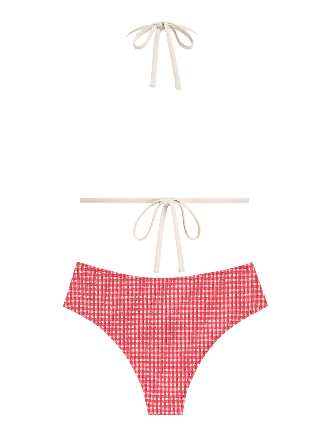 Seamolly Gingham Textured Grommet Lace Up Cheeky Bikini Set
