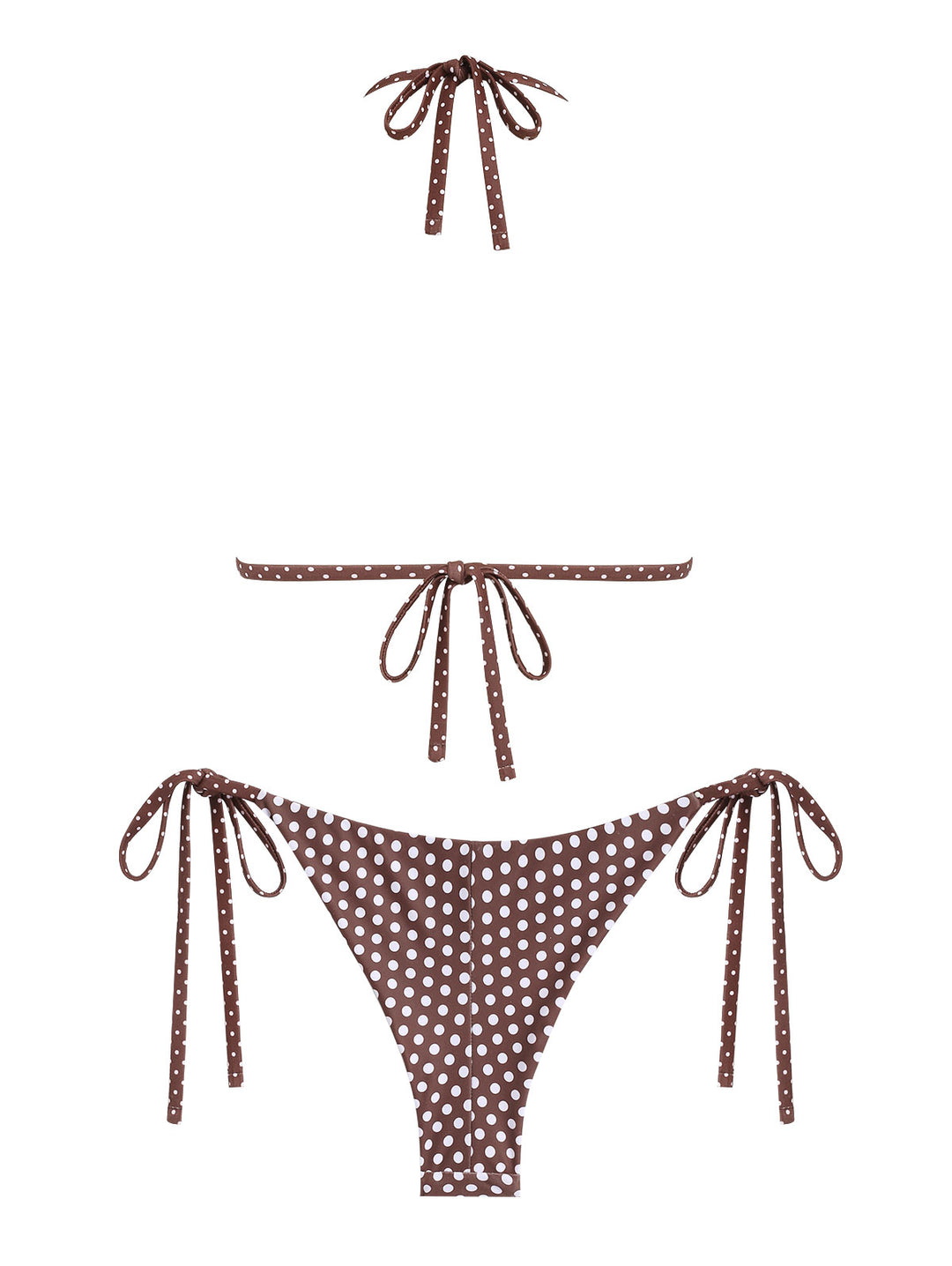 Seamolly Polka Dot Print Ruffles Triangle Top & Brazilian Bottom Bikini Set