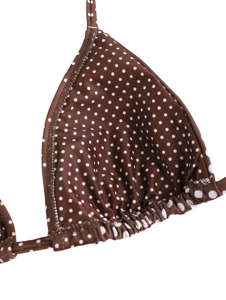 Seamolly Polka Dot Print Ruffles Triangle Top & Brazilian Bottom Bikini Set
