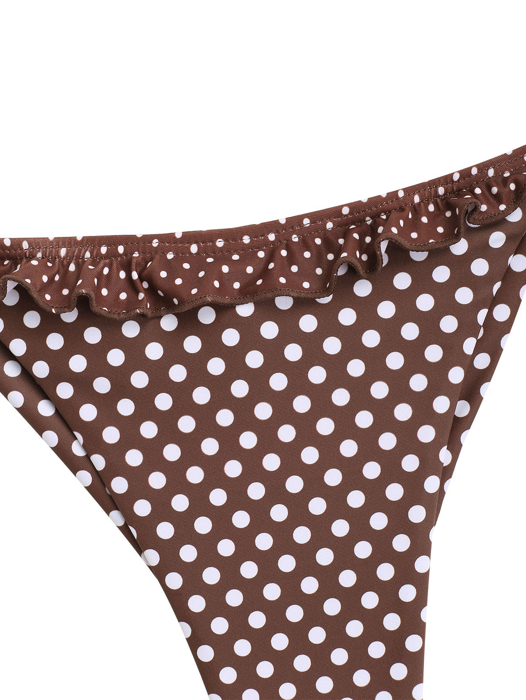 Seamolly Polka Dot Print Ruffles Triangle Top & Brazilian Bottom Bikini Set