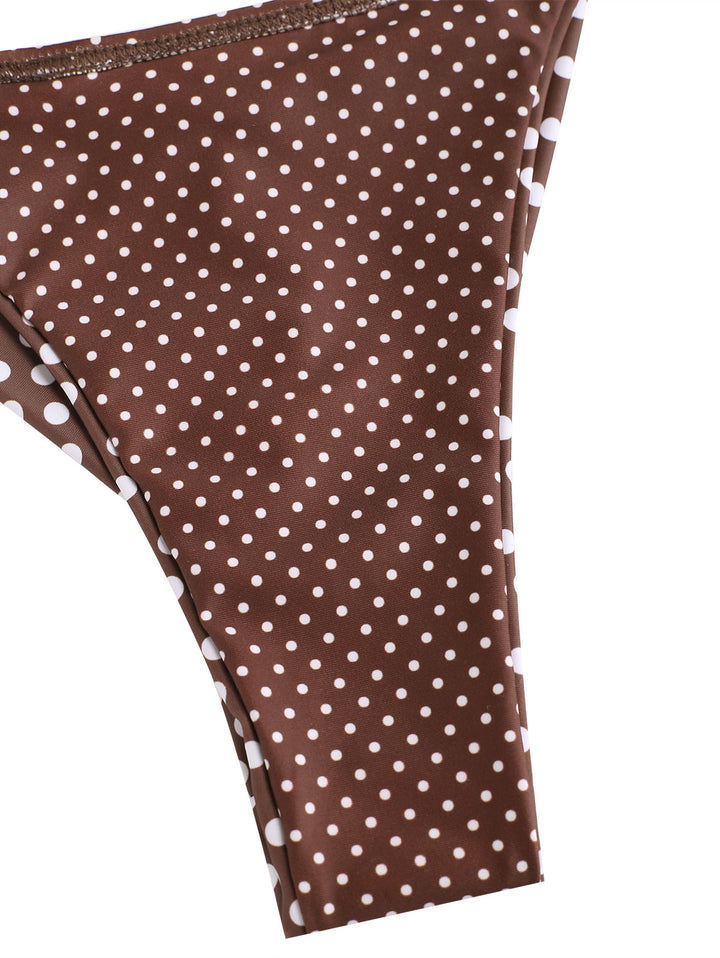 Seamolly Polka Dot Print Ruffles Triangle Top & Brazilian Bottom Bikini Set