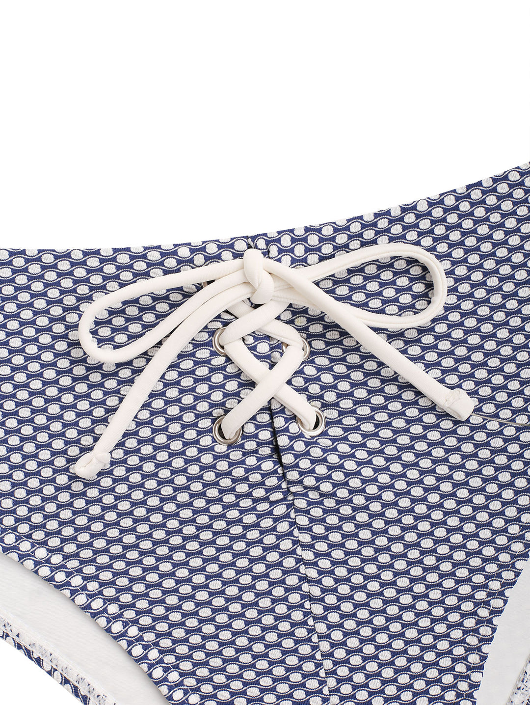 Seamolly Contrast Color Polka Dot Lace Up Cheeky Bikini Set