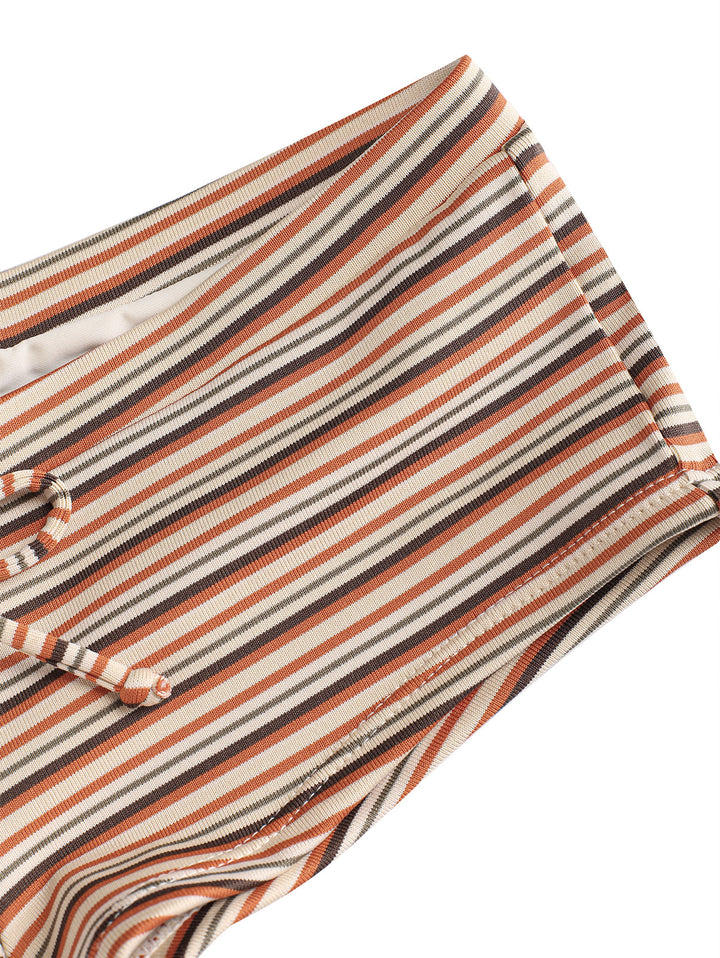 Seamolly Ribbed Kint Striped Bowknot Bikini Bottom Cheeky Swim Boyshorts