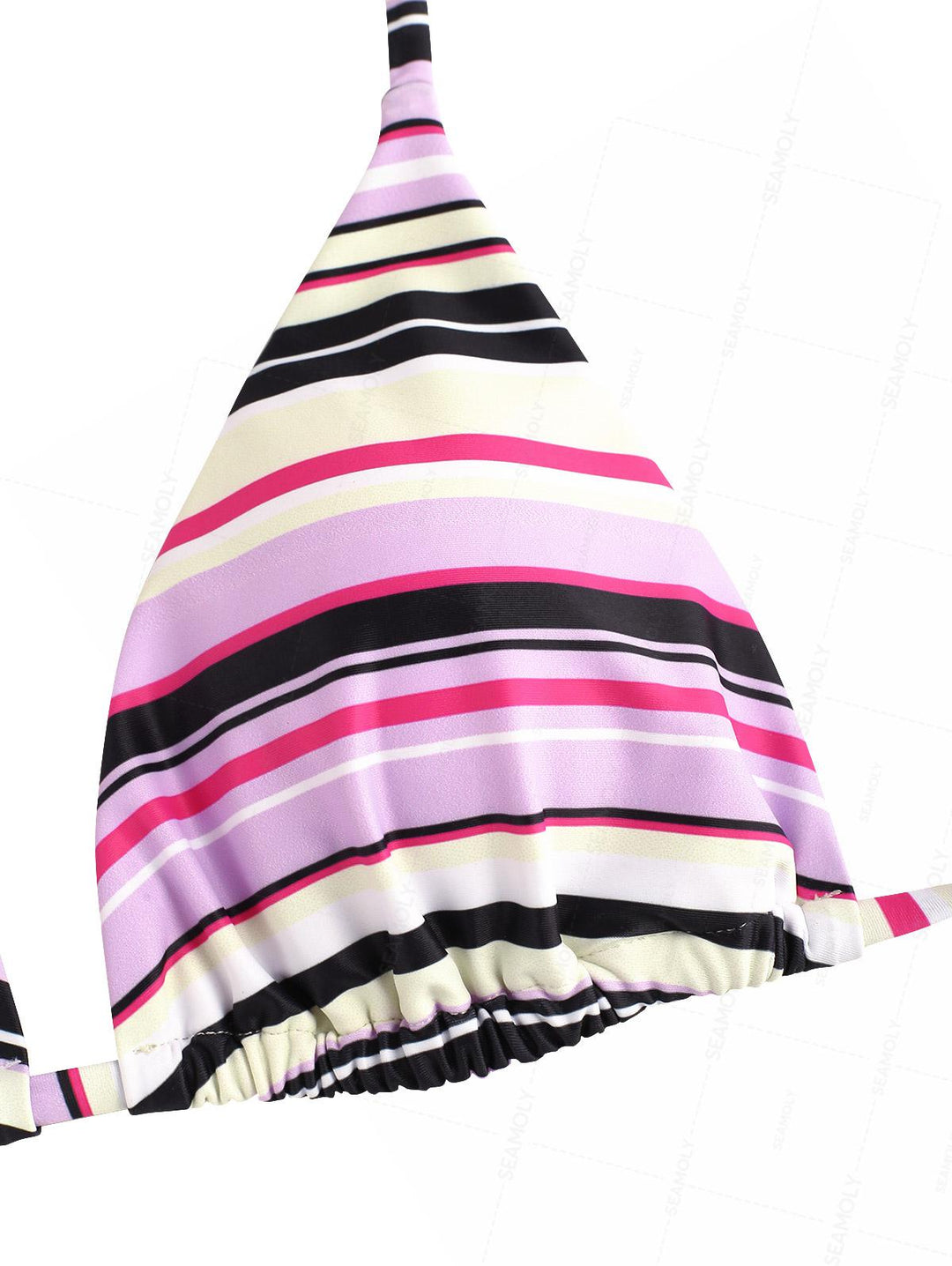 Seamolly Striped Bowknot Halter Triangle Boyshorts Bikini Set