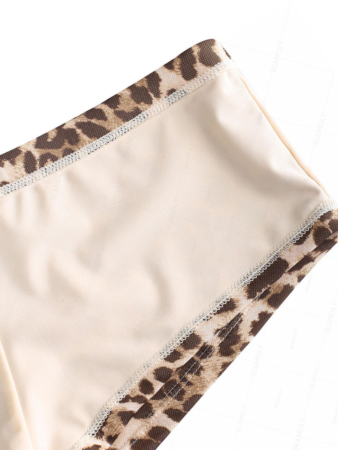 Seamolly Leopard Print Bowknot Bikini Bottom Cheeky Swim Boyshorts