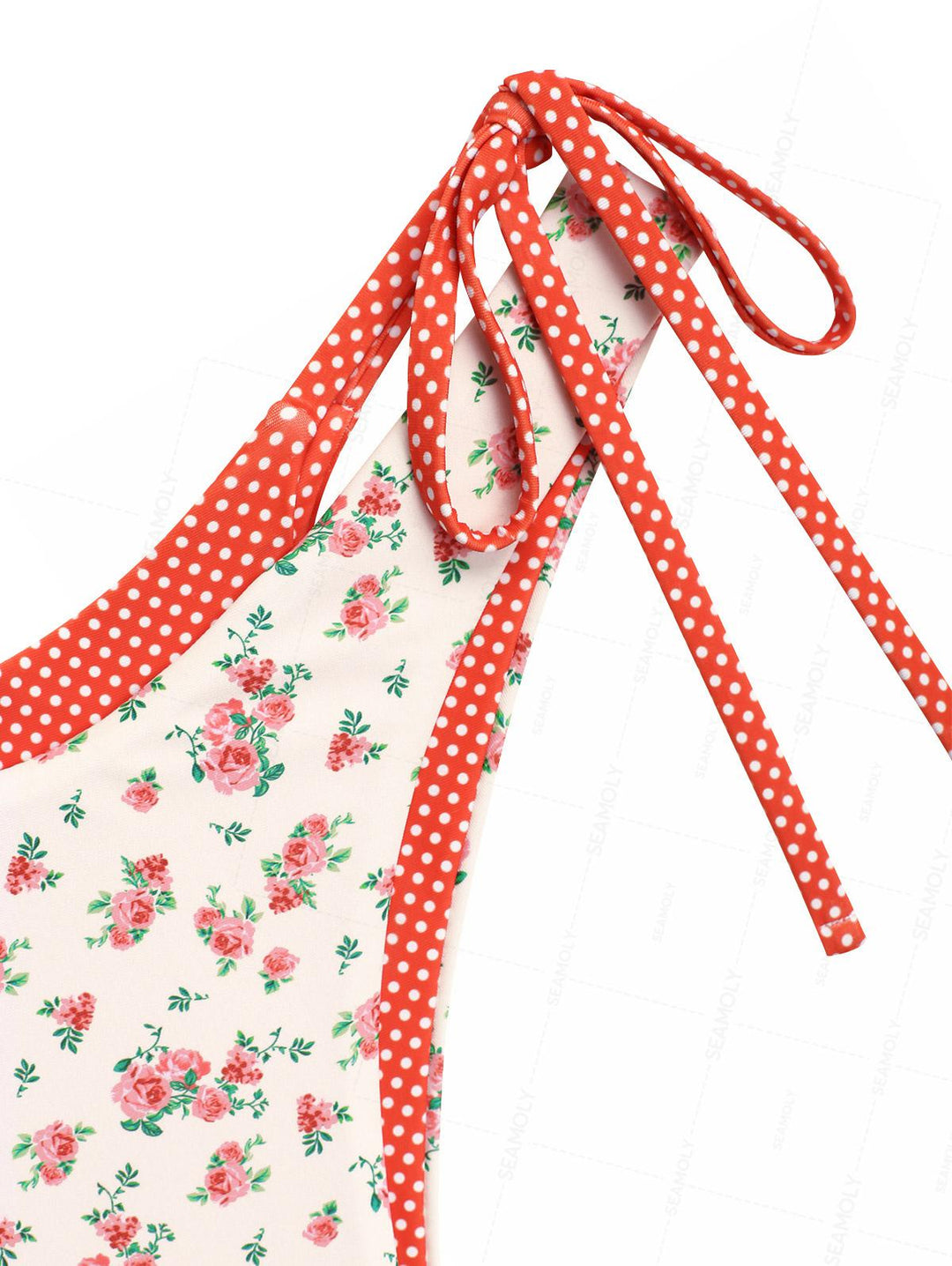 Seamolly Tiny Floral Polka Dot Print O Ring Double Layer 2 In 1 Bikini Set