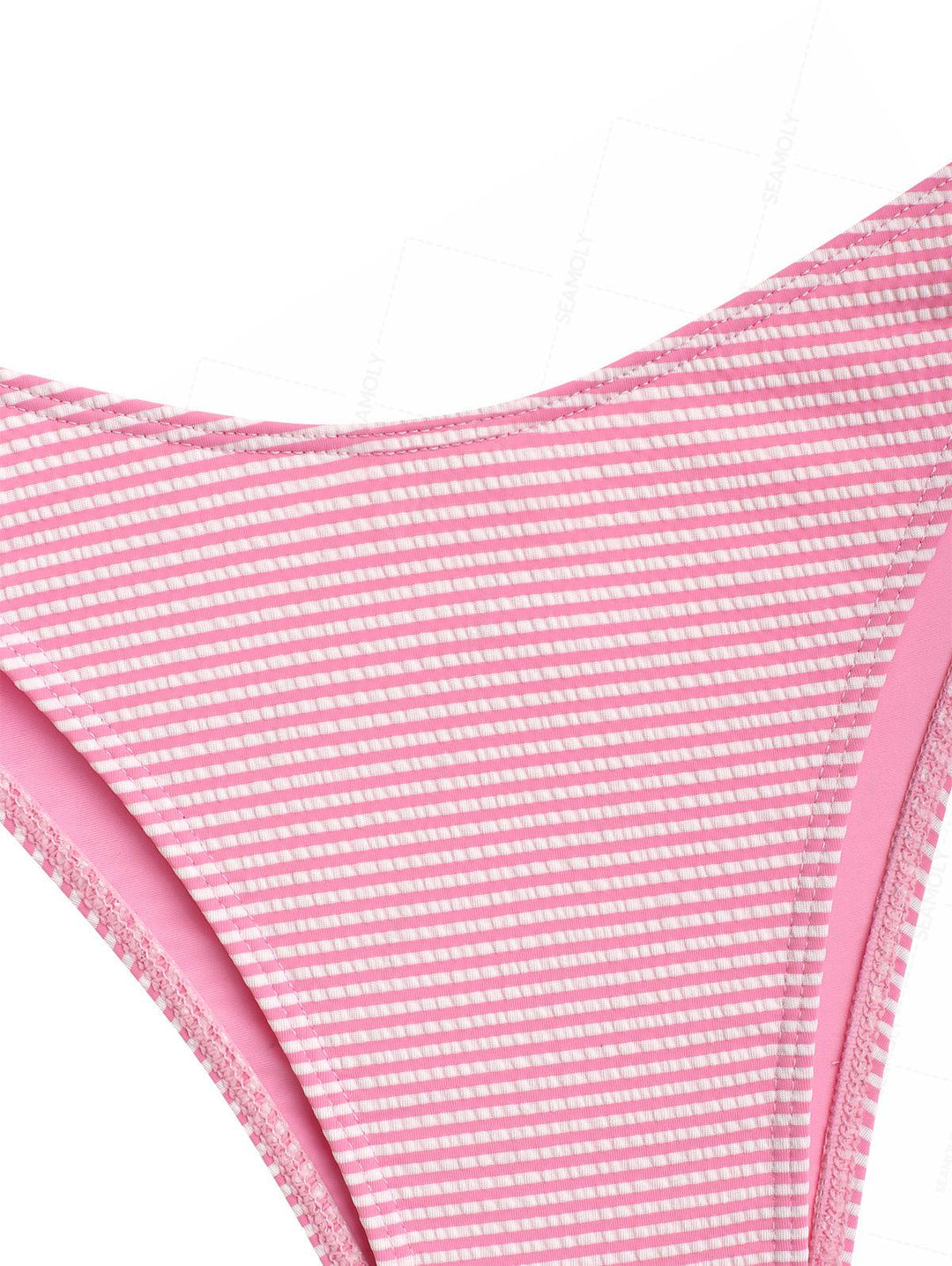 Seamolly Striped Asymmetrical Hem Slit Bowknot Cinched Tie Side Tankini Set