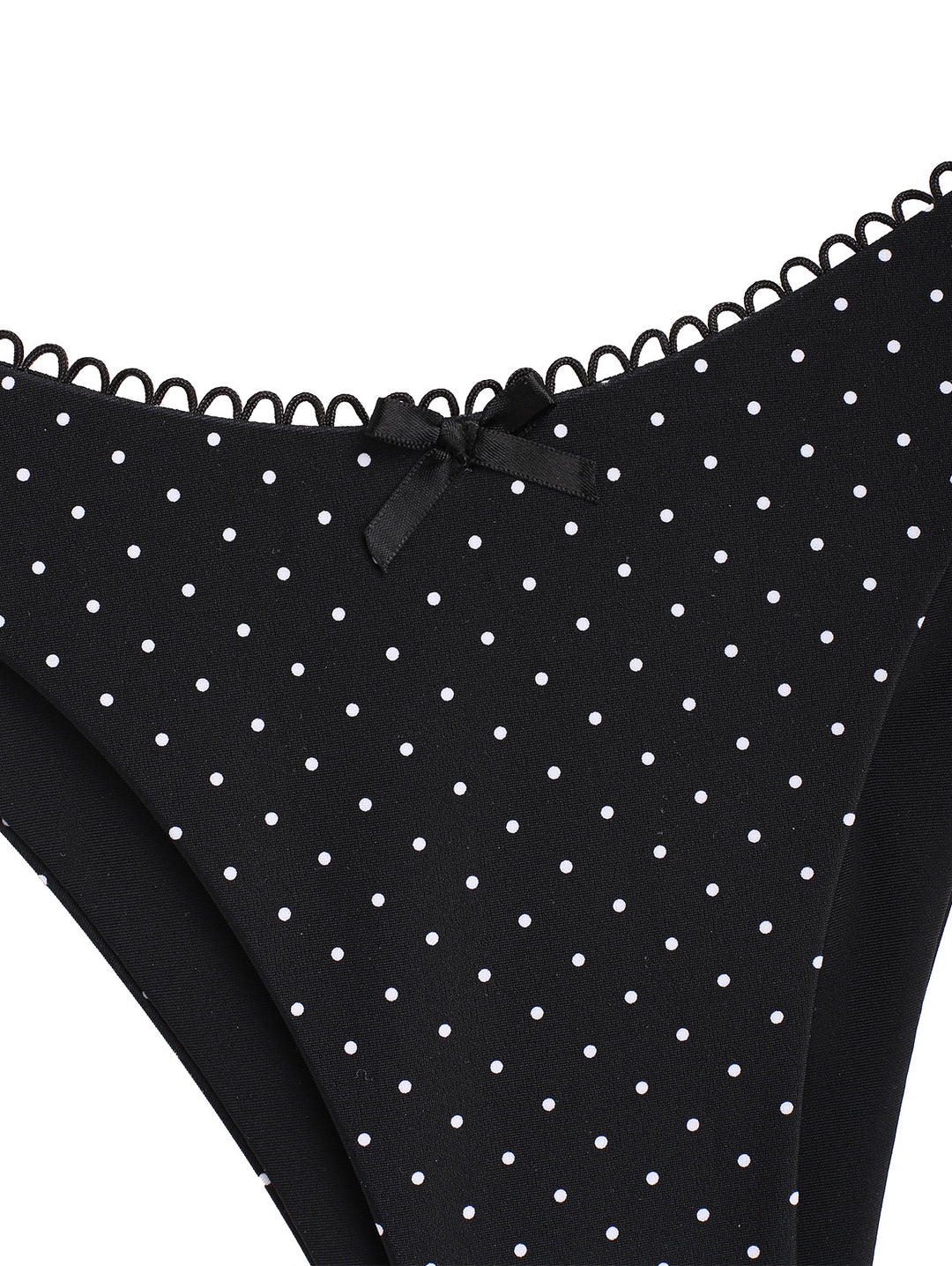 Seamolly Polka Dot Picot Trim Bowknot Halter Triangle Bikini Set