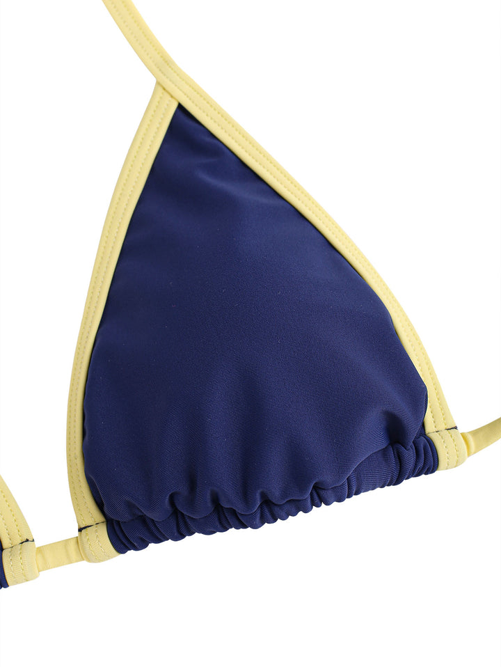 Seamolly Contrast Binding Grommet Lace Up Cheeky Boyshorts Bikini Set