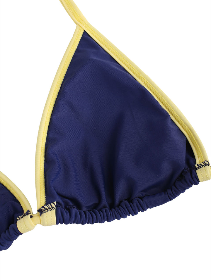 Seamolly Contrast Binding Grommet Lace Up Cheeky Boyshorts Bikini Set