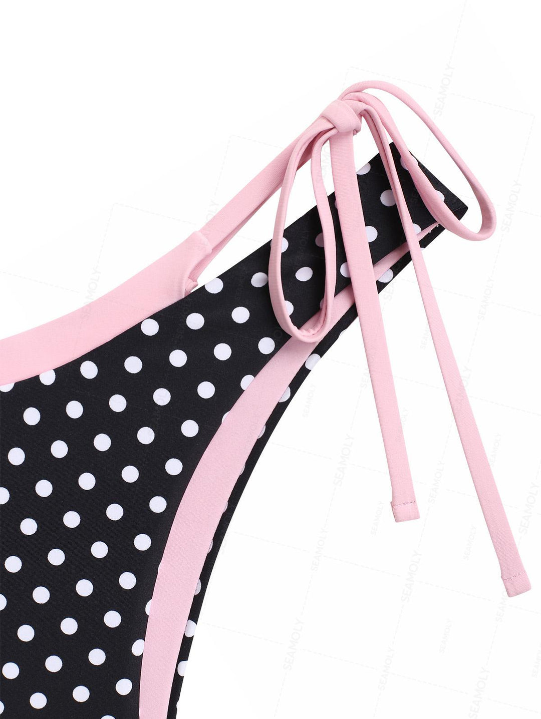 Seamolly Contrast Color Polka Dot Print Double Layer O Ring 2 In 1 Bikini Set