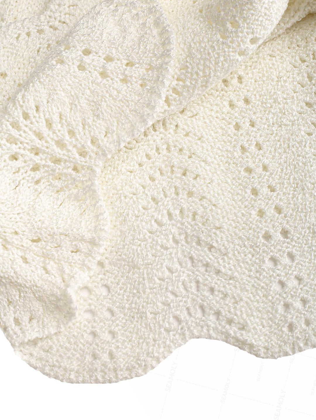 Drawstring Double Layered Crochet Scalloped Hem Mini Beach Cover Up Skirt