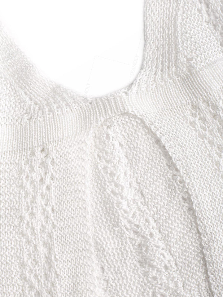 Crochet Knit Halter Crop Top And Mini Skirt Beach Cover Up Set