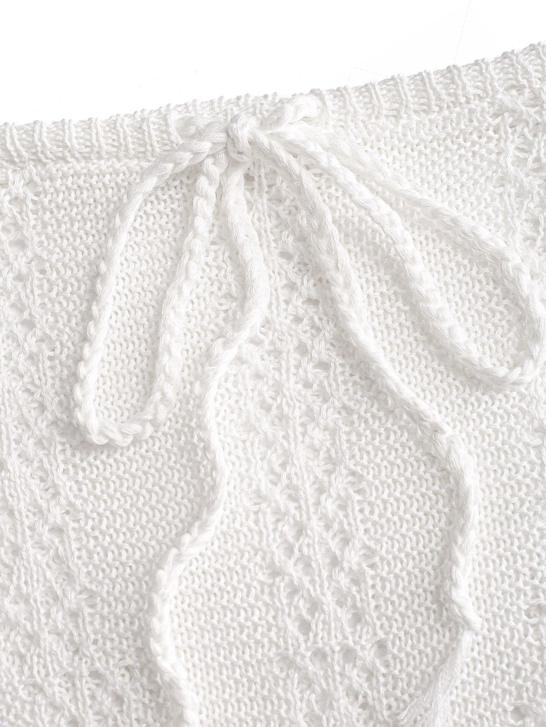 Crochet Knit Halter Crop Top And Mini Skirt Beach Cover Up Set